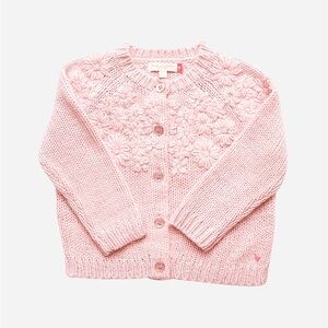 Pink Chicken - Baby Girl’s Blossom Sweater, Pink with Glitter Buttons (18/24M)